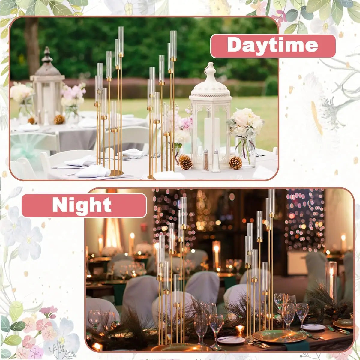 Seven Arm Floor Candelabra Centerpieces for Weddings and Events
