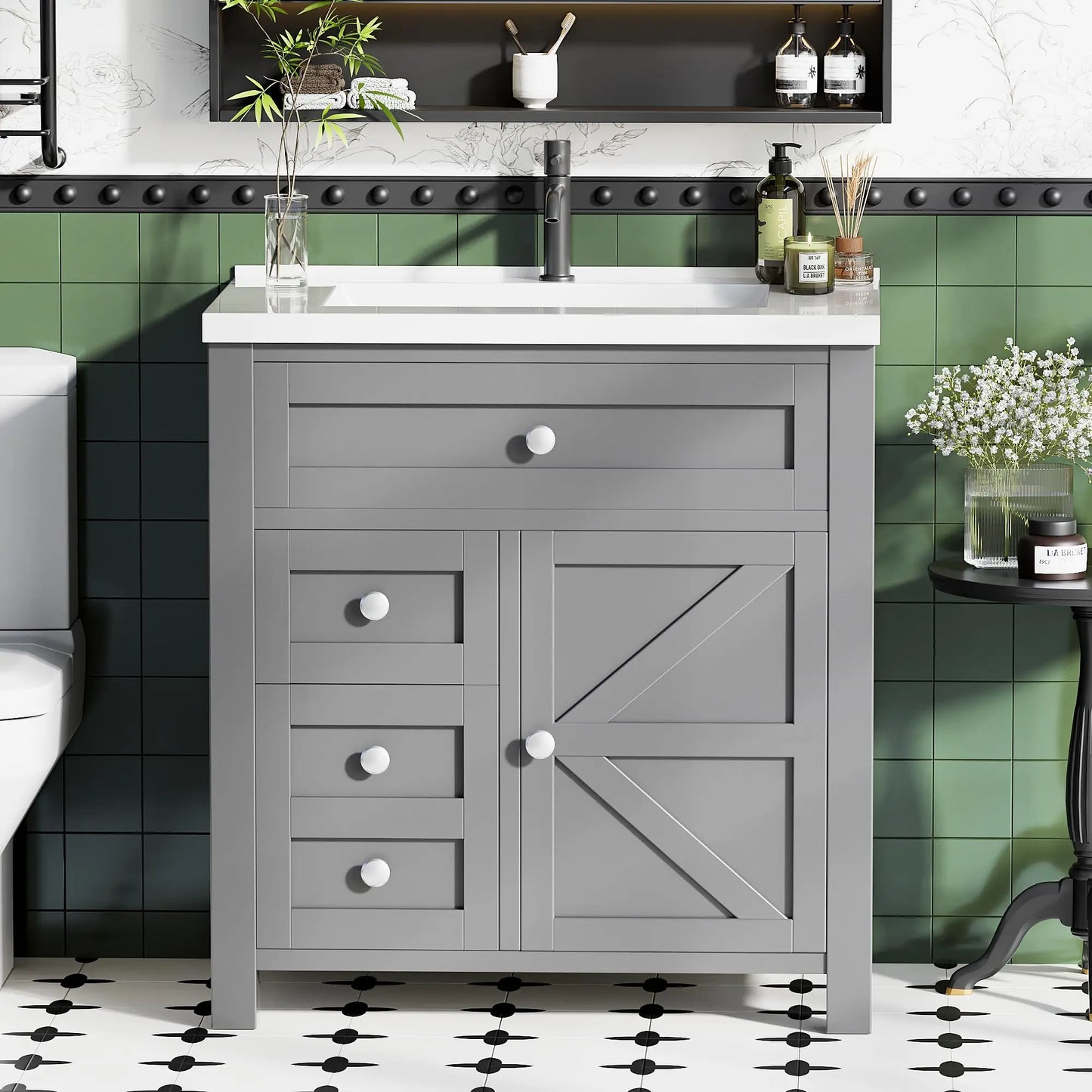 Freestanding Modern Bathroom Vanity With Single Sink Cabinet