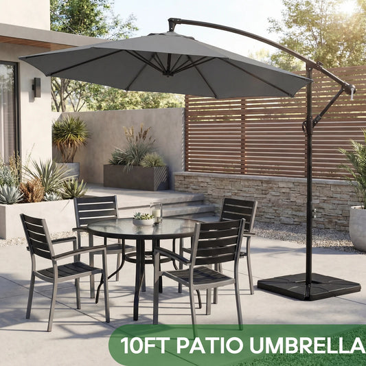 JHK Outdoor Offset Patio Umbrella With Base Cantilever Tilt UV Protection