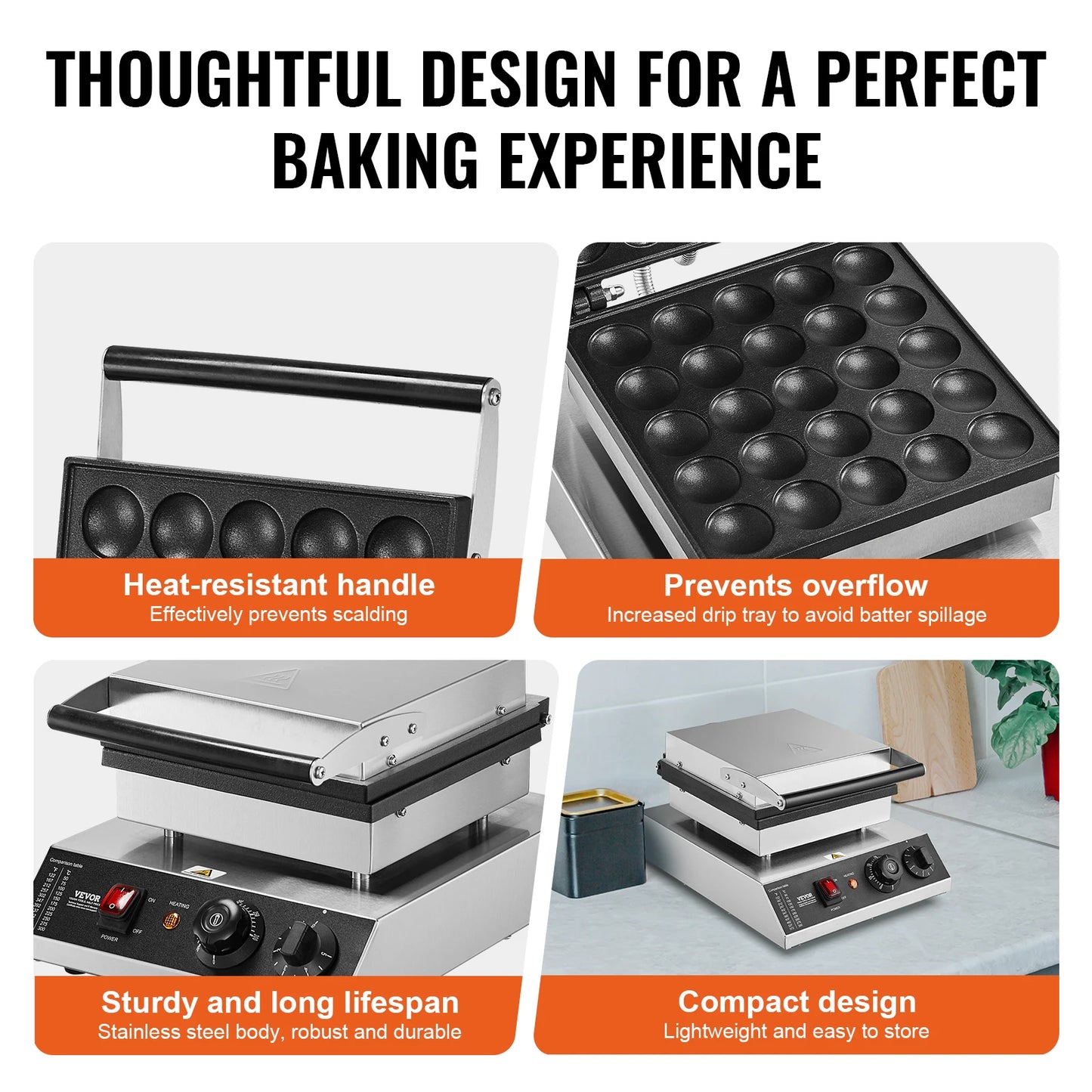 VEVOR SucceBuy Electric Waffle Maker 25P Pancake Dorayaki Machine