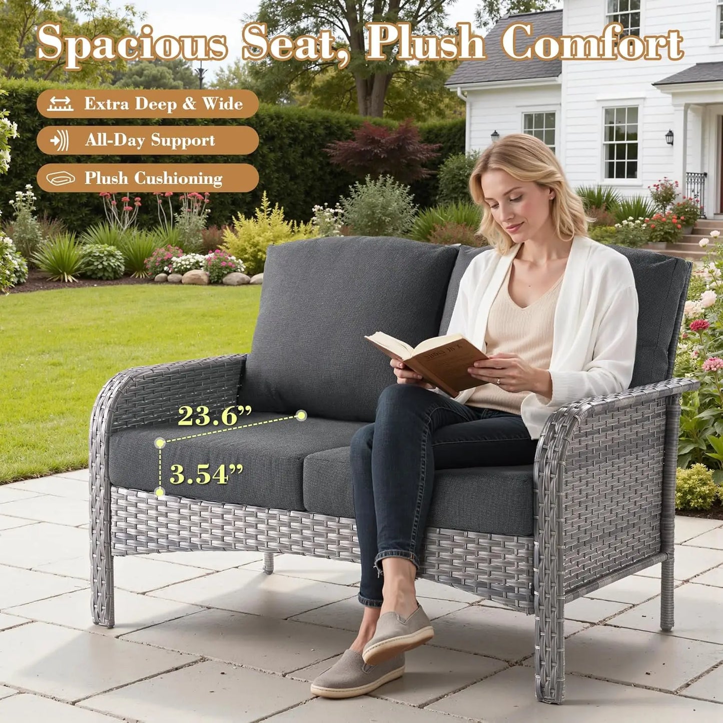 GUOHE All Weather Patio Furniture Set Outdoor Rattan