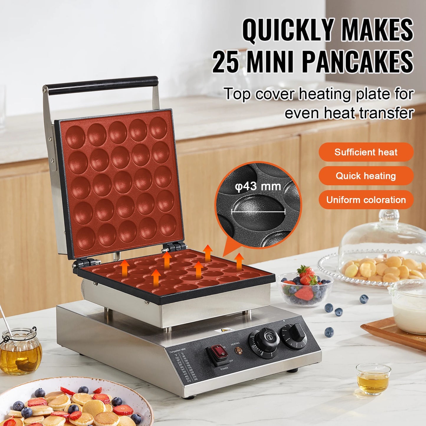 VEVOR SucceBuy Electric Waffle Maker 25P Pancake Dorayaki Machine