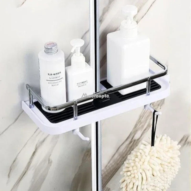 Foldable Aluminum Wall Mounted Shower Storage Rack Organizer No Drilling