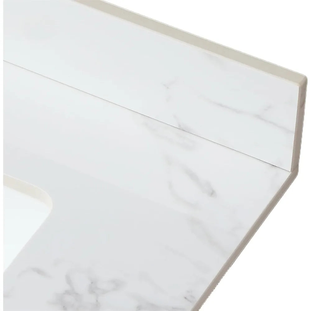 Bathroom Vanity Top, 31 Inch Sintered Stone Vanity Top with Undermount Rectangular Sink, 4" Backsplash, Pre-Drilled Faucet Singl