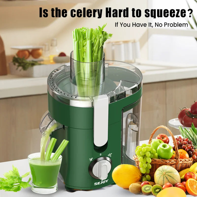 Sejoy 500W Compact Fruit Juicer With Wide Mouth Feed Chute