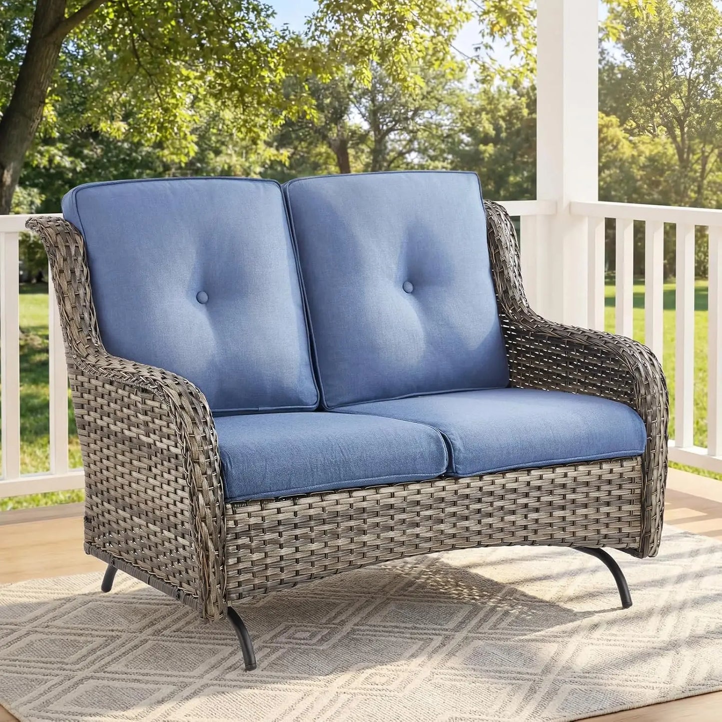 Patio Loveseat Sofa Outdoor Wicker With All Weather Cushions