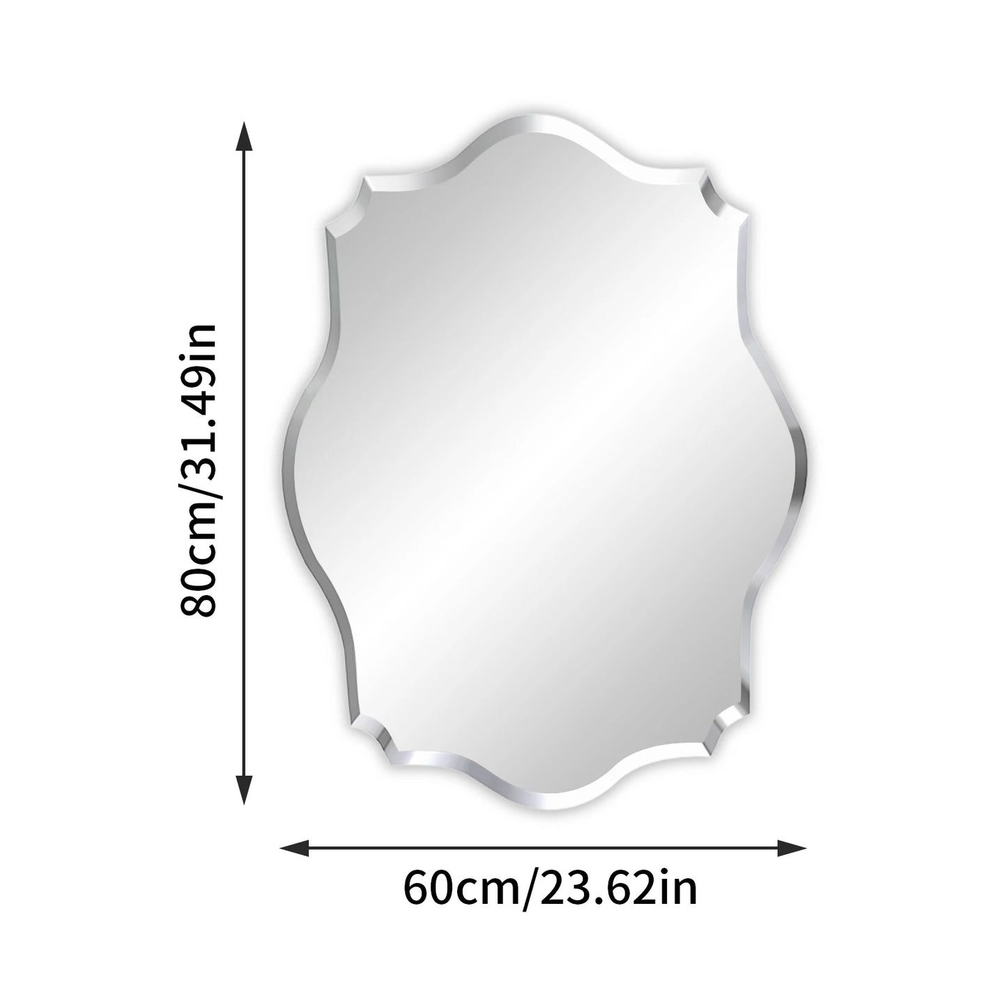 Wisfor Scalloped Frameless Wall Mirror With Beveled Edge For Bathroom