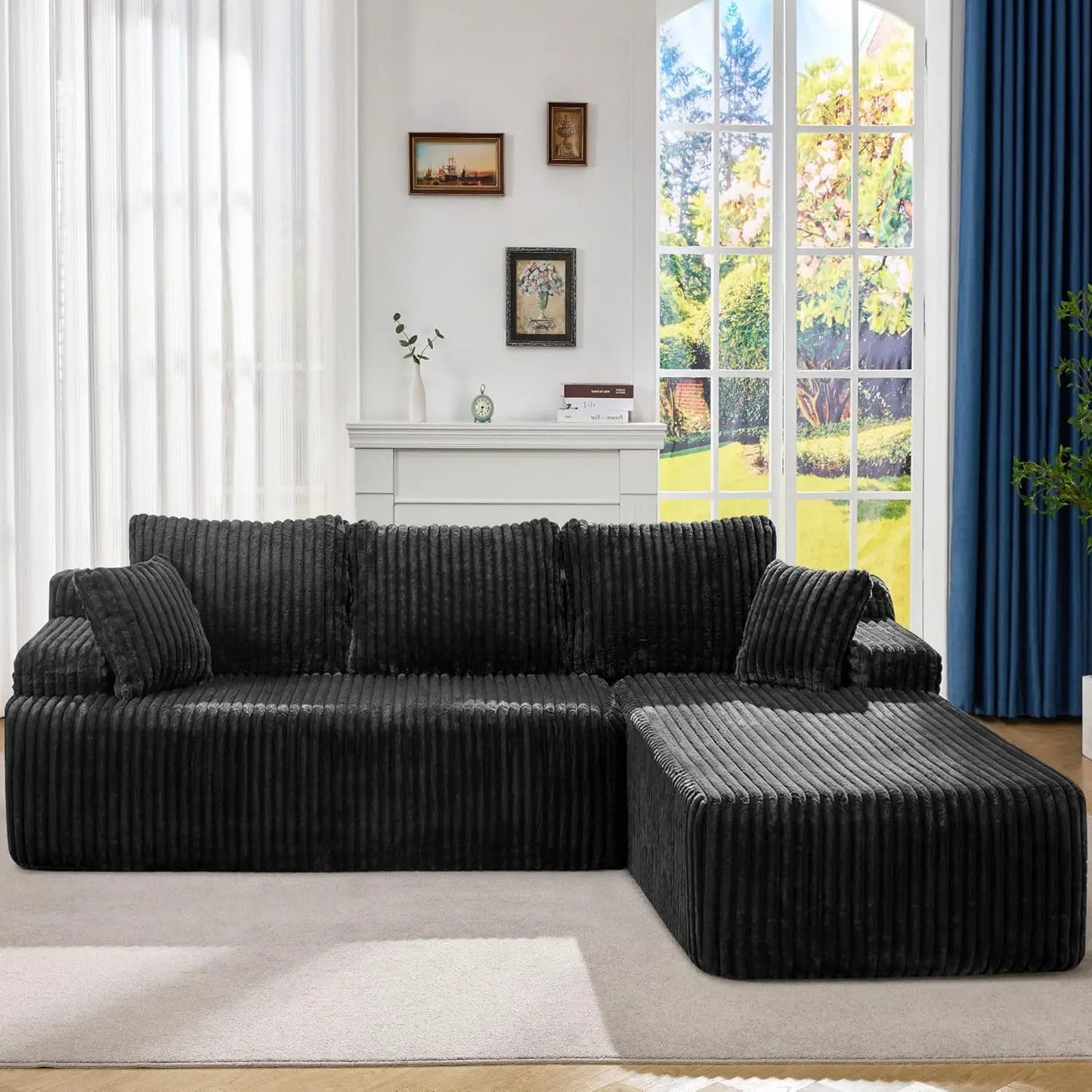 BIANXIANG Modular L-Shape Sectional Sofa With Memory Foam Chaise