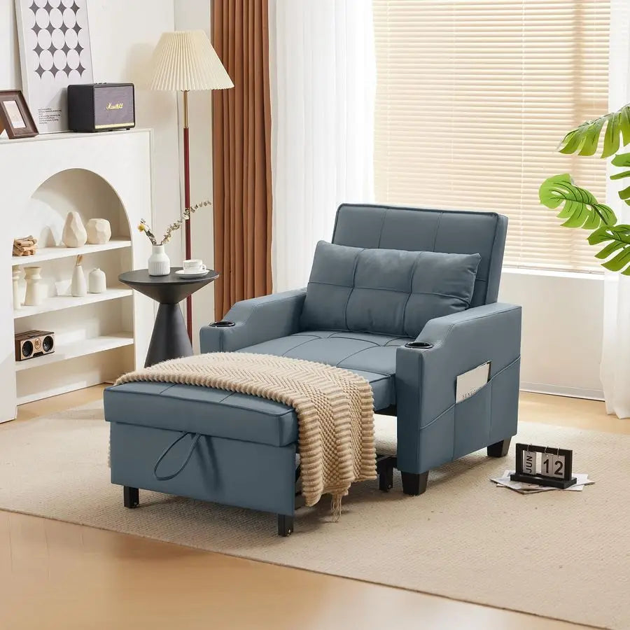 MBVM 3in1 Convertible Sofa Bed With USB Ports Cupholders