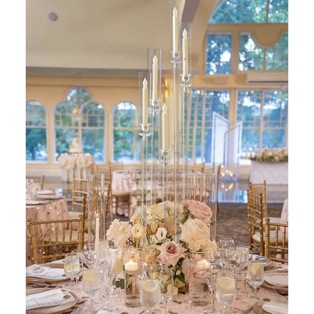 VINCIGANTCandle Acrylic 5 Arm Floor Candelabra Centerpiece for Weddings