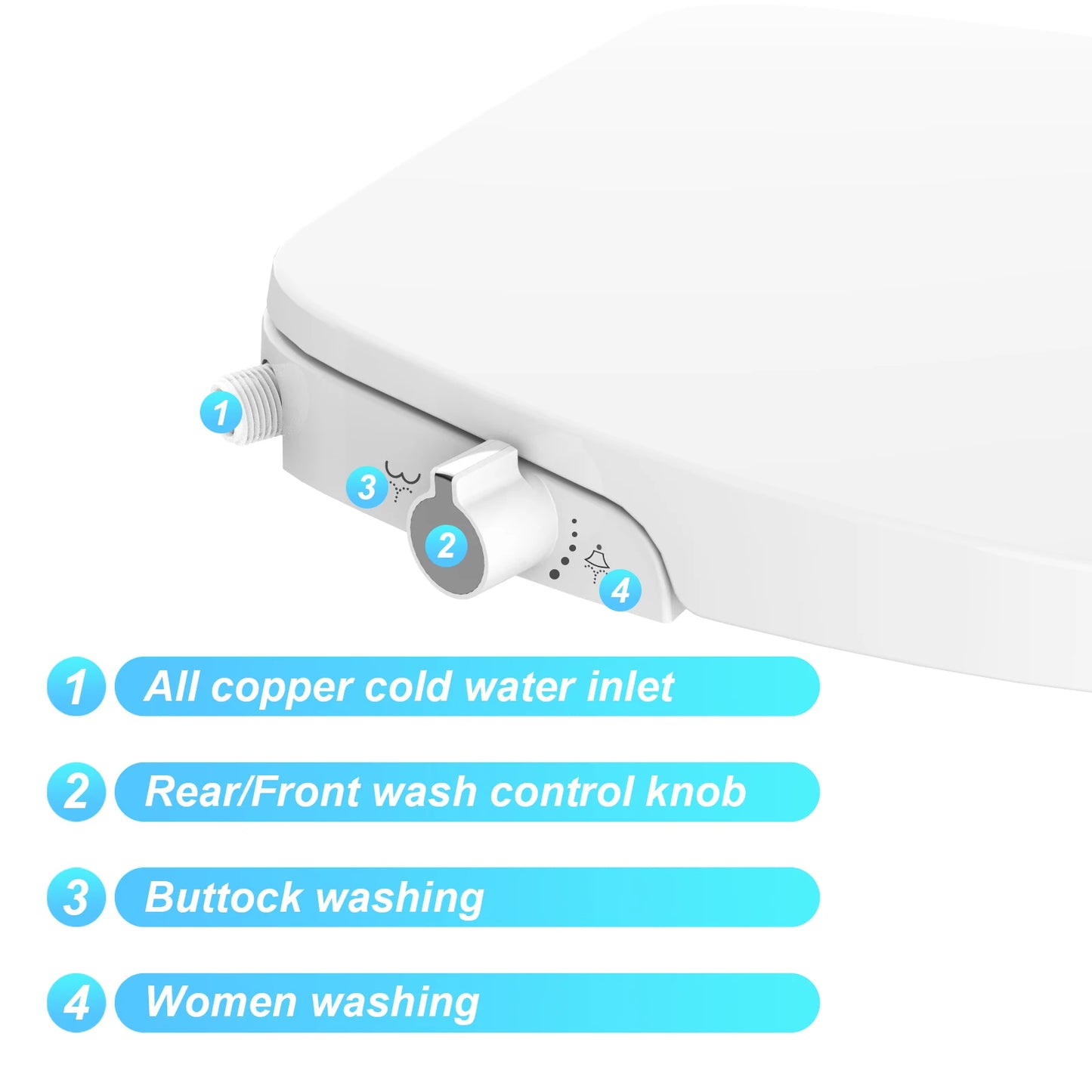 TWISTER.CK Premium Non-Electric Round Bidet Toilet Seat With Dual Nozzles