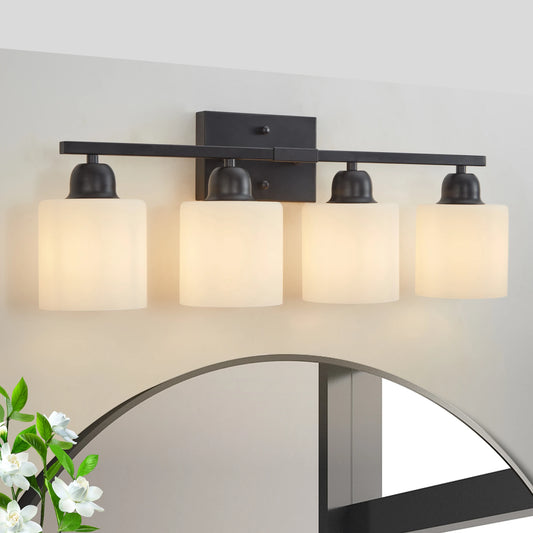 ARLGSITE Four Light Bathroom Vanity Fixtures Over Mirror Frosted Glass