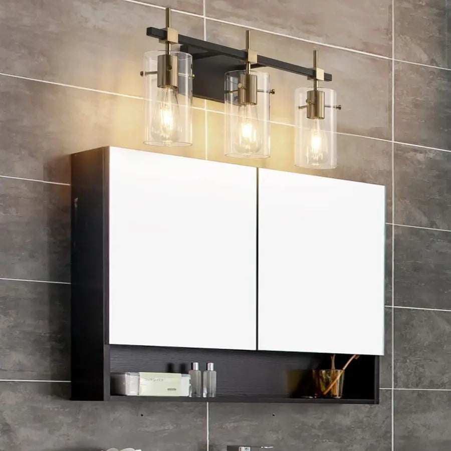 Vintage Vanity Light Fixture Over Mirror Glass Shade Modern Style