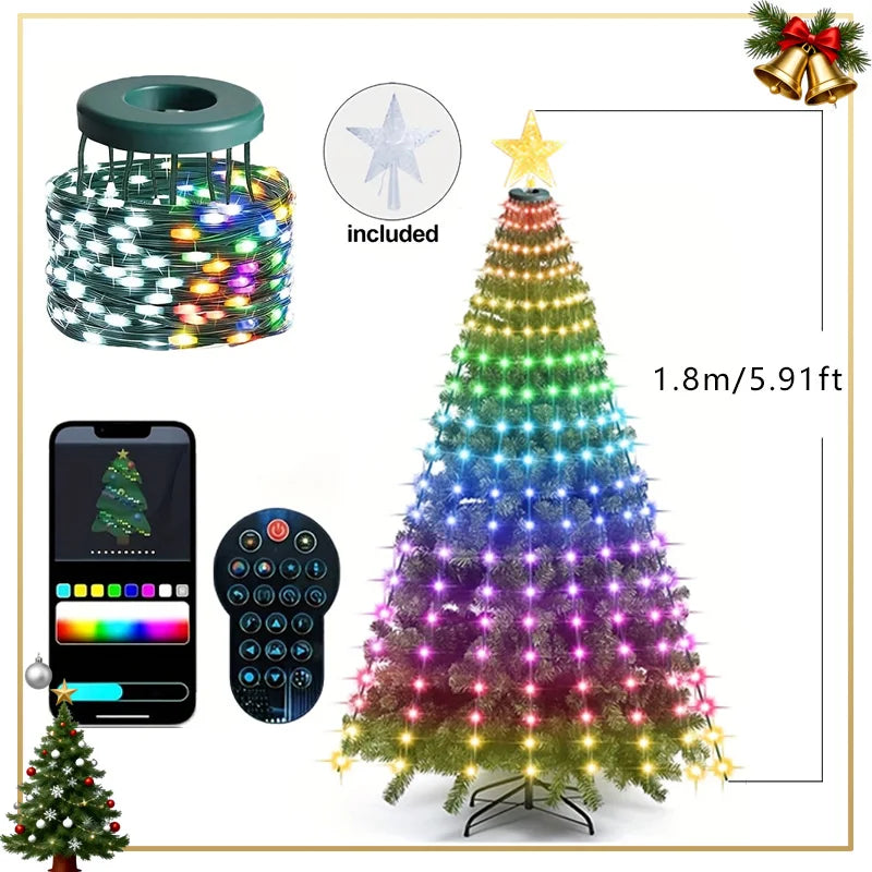 Smart Christmas Tree Light LED String Light with APP Control Music Sync Waterproof for Outdoor Indoor Christmas Tree Decoration