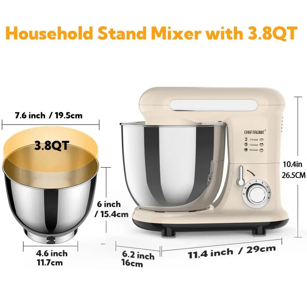 Cheftronic Tilt Head Stand Mixer With Stainless Steel Mixing Bowl