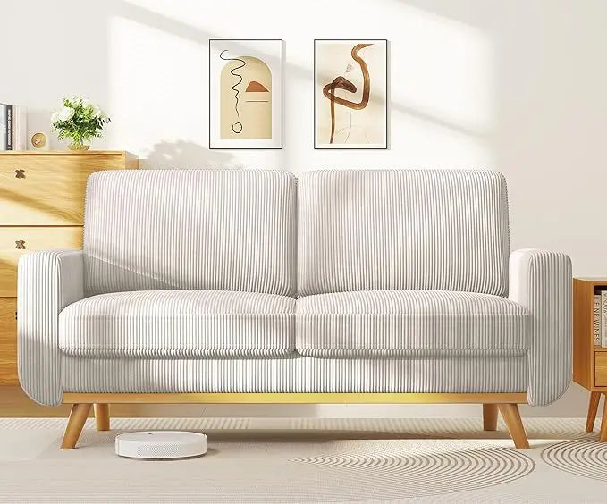 68 Loveseat Sofa Corduroy With Spring Cushion Wood Frame