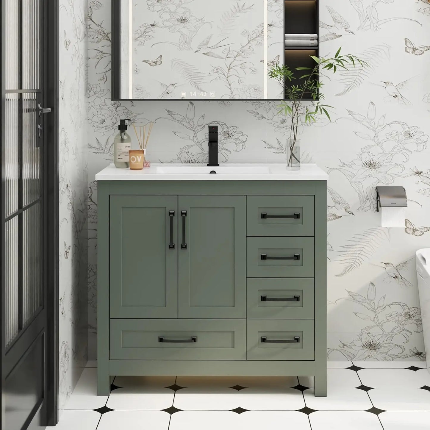Guangbai Modern Solid Wood Bathroom Vanity With Undermount Sink