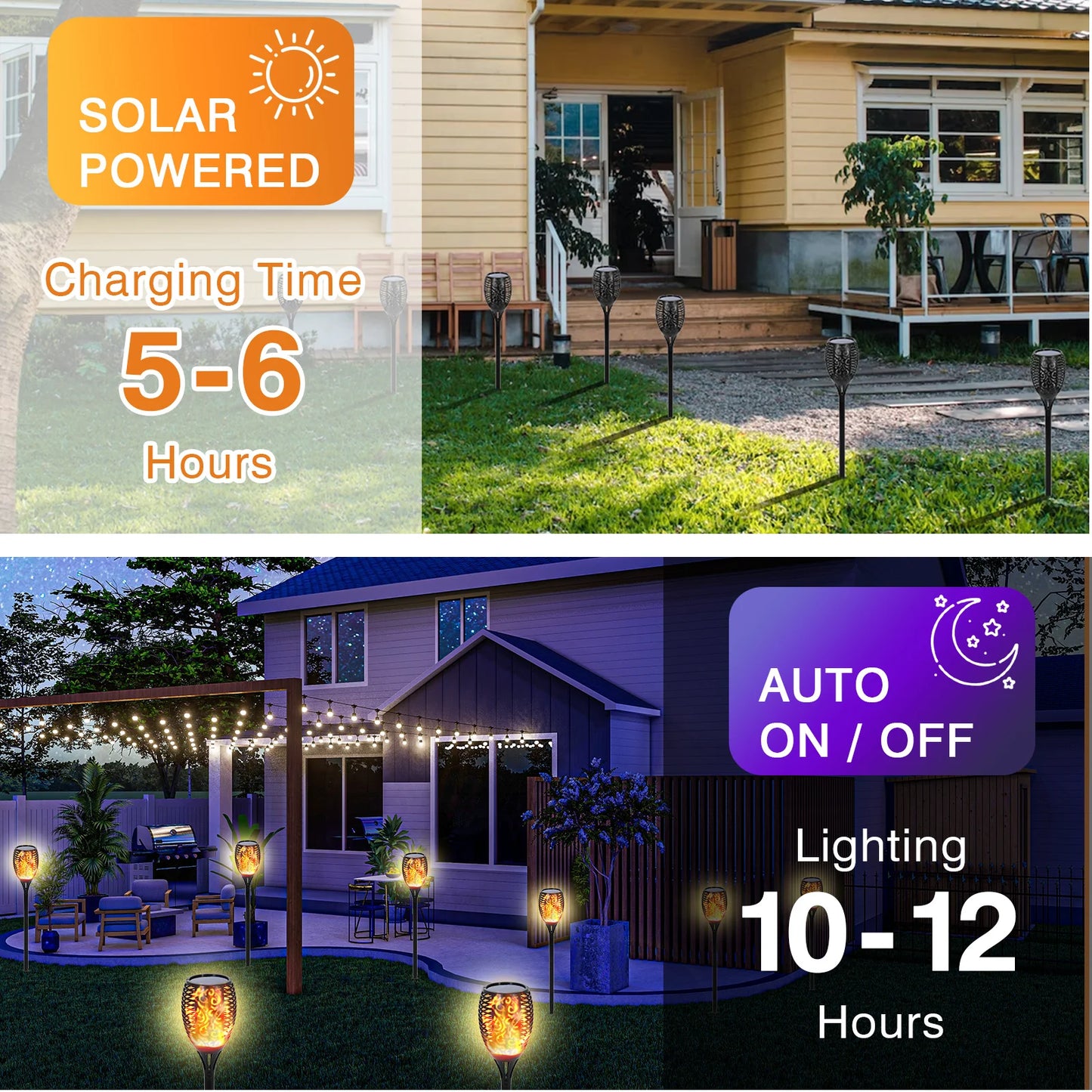 Solar Flame Torch Lights 43 Inch 96 LED Waterproof Pathway
