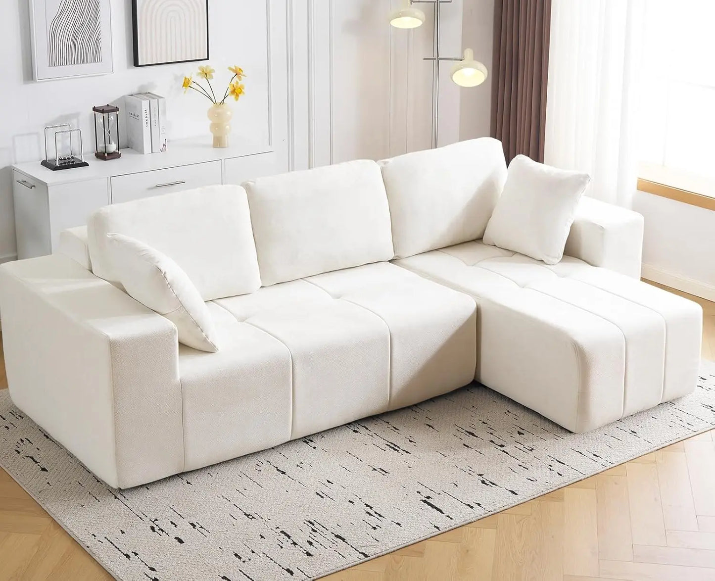 Modular L-Shaped Sectional Sofa With Chaise Upholstered