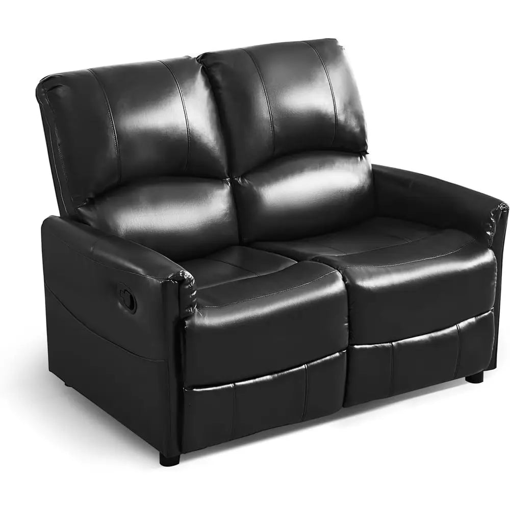 UKMJ Faux Leather Manual Recliner Loveseat Sofa With Side Pocket