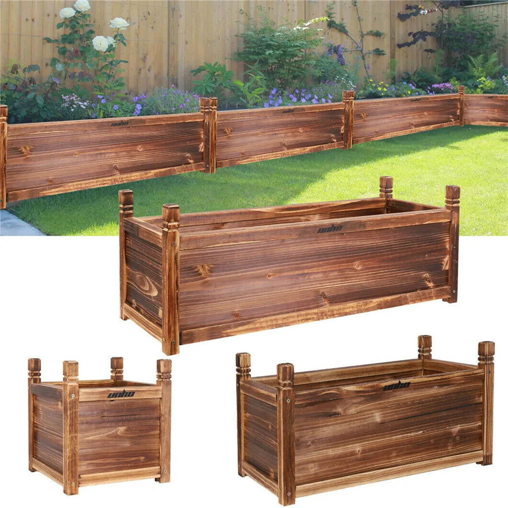 Wooden Raised Planter Box For Indoor Outdoor Garden And Herbs