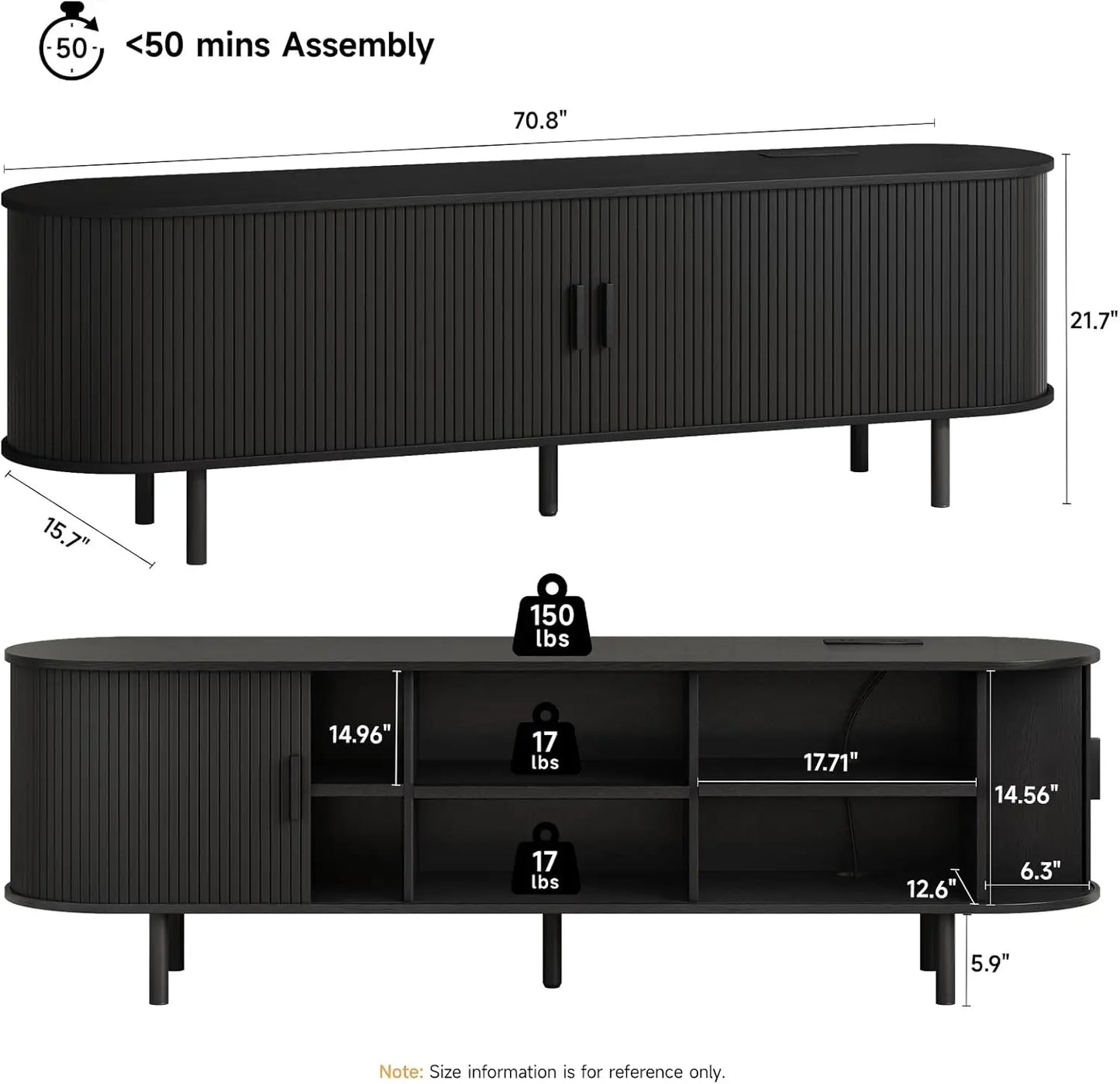 TV Stand With Power Outlet and Sliding Door Storage Entertainment Center