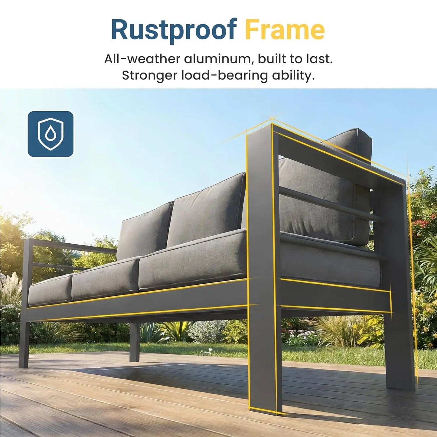 Aluminum Outdoor Patio Furniture Set With Coffee Table Modern Style