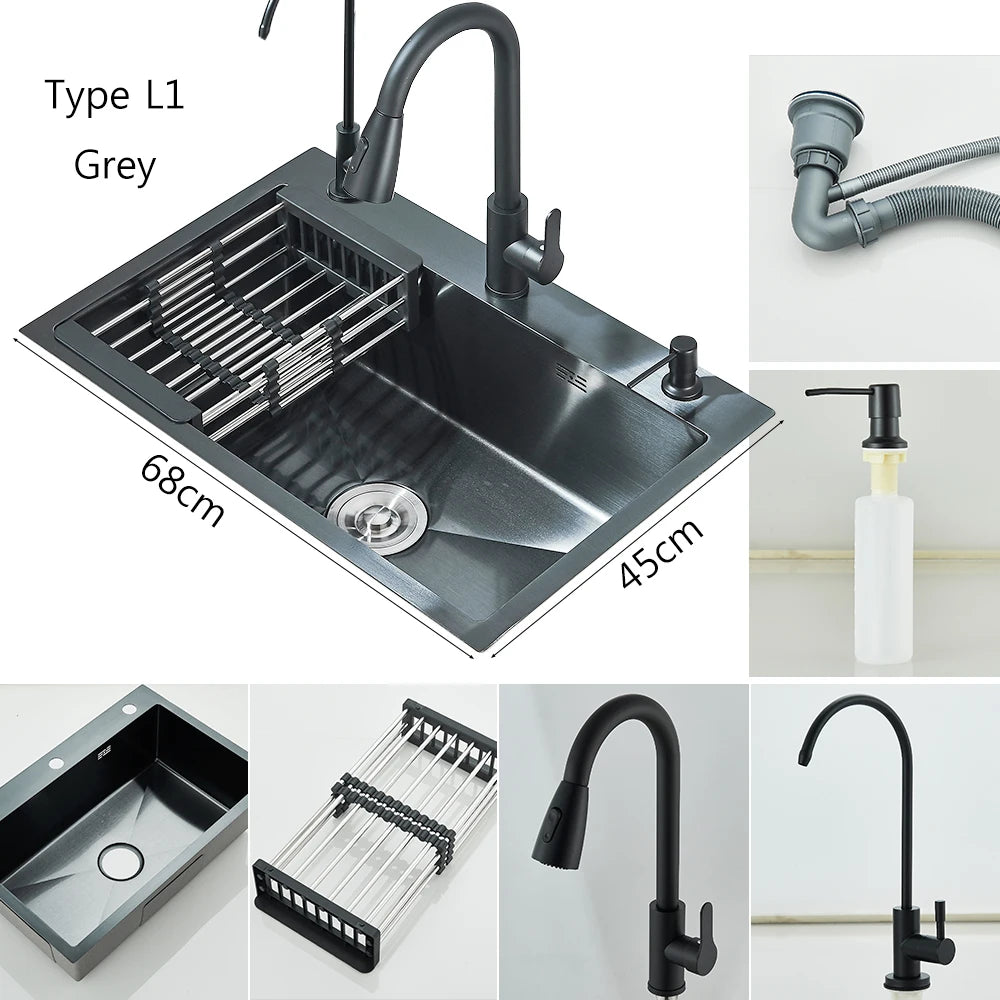 MYQualife Stainless Steel Undermount Kitchen Sink Set With Faucet