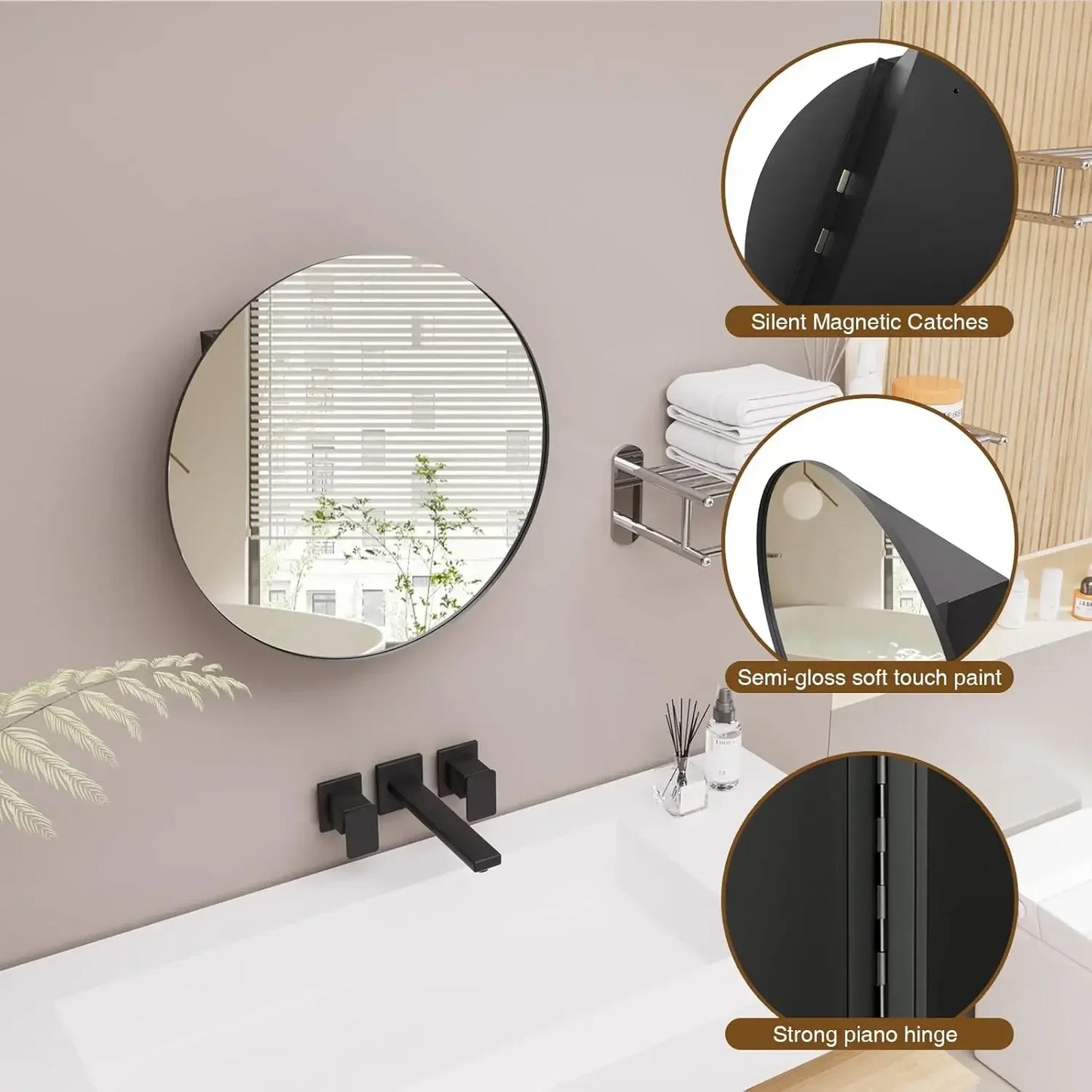 Bathroom Medicine Cabinet With Mirror Wall Mounted Vanity Shelves