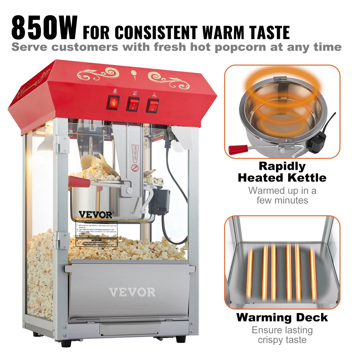SucceBuy Electric Popcorn Maker Commercial Popper Automatic
