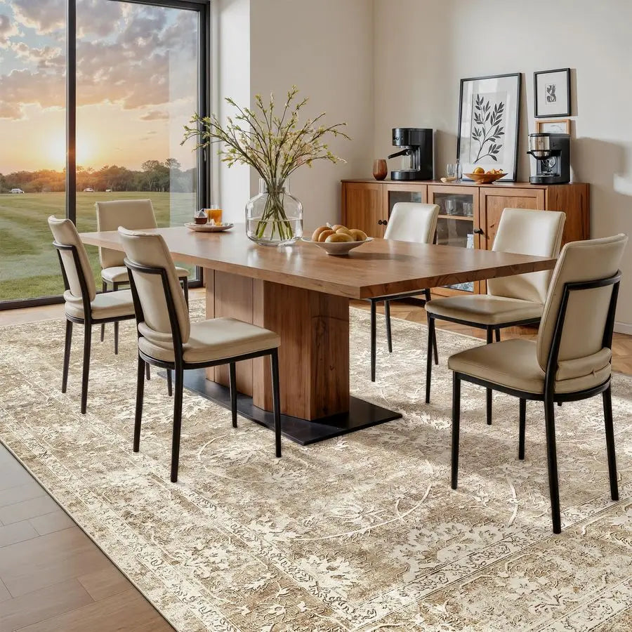 Machine Washable Vintage Wool Area Rug For Living Room Backing