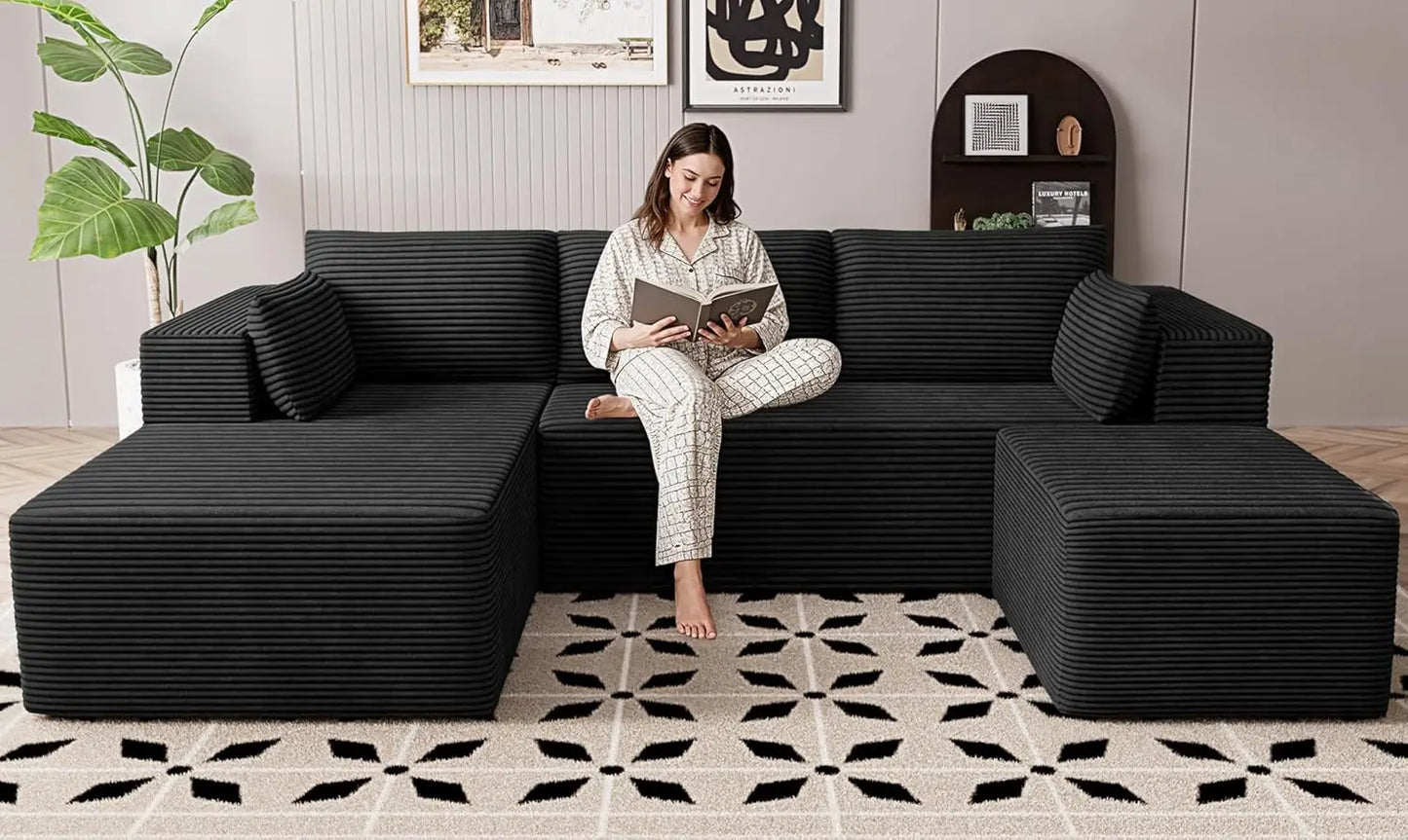 Cloud Sectional Sofa U Shaped With Deep Seat And Ottoman