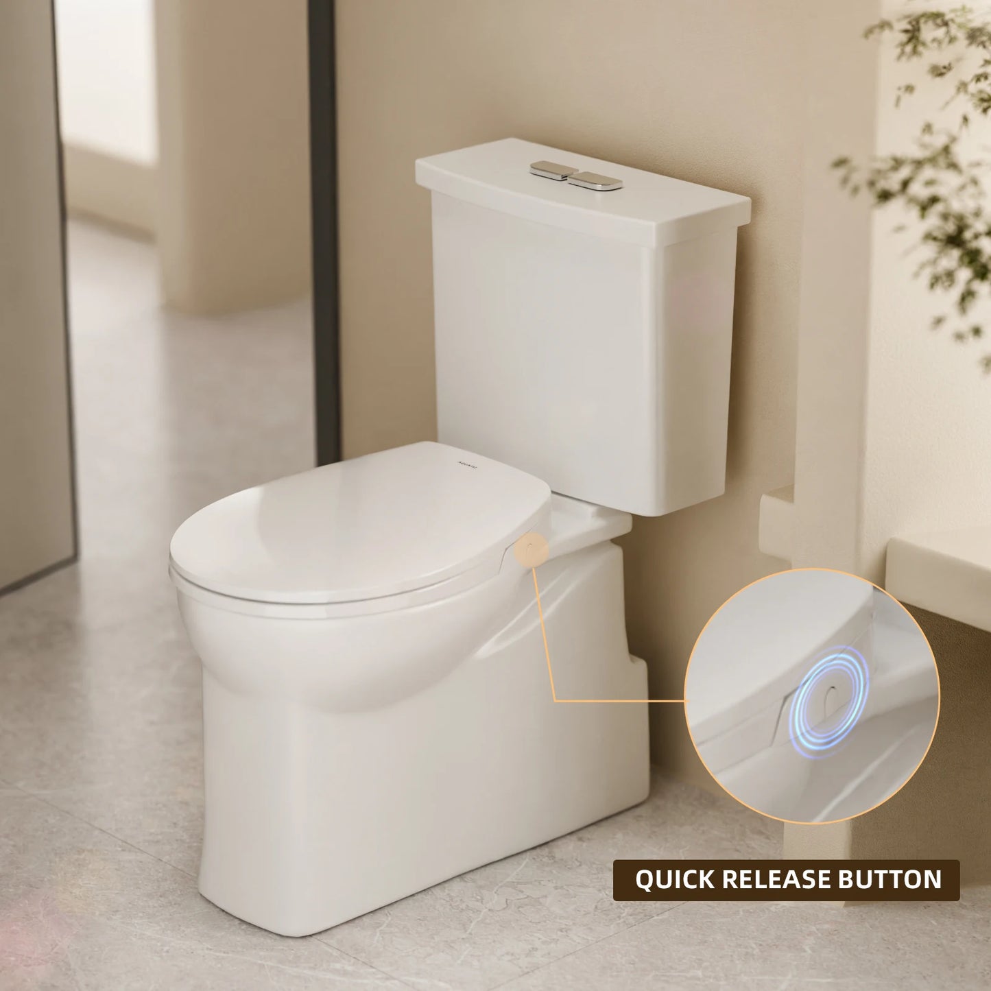 AQUATIZ Round Bidet Toilet Seat With Soft Close Dual Nozzles