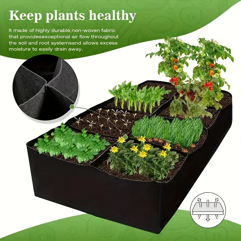 Breathable Garden Bed Grow Bags With 8 Grids For Vegetables
