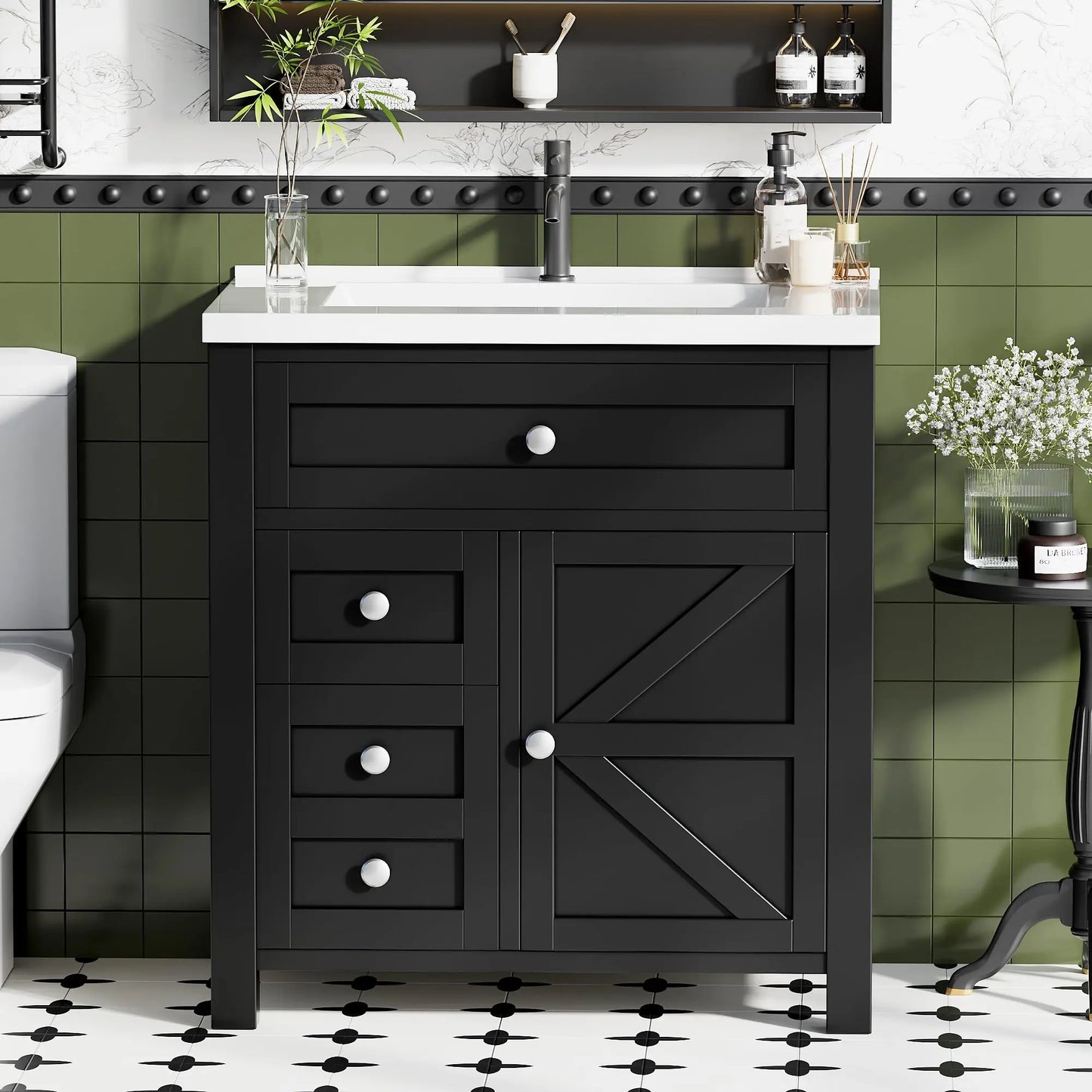 Freestanding Modern Bathroom Vanity With Single Sink Cabinet