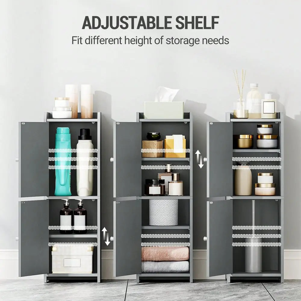 Bathroom Corner Floor Cabinet With 2 Doors And Adjustable Shelf