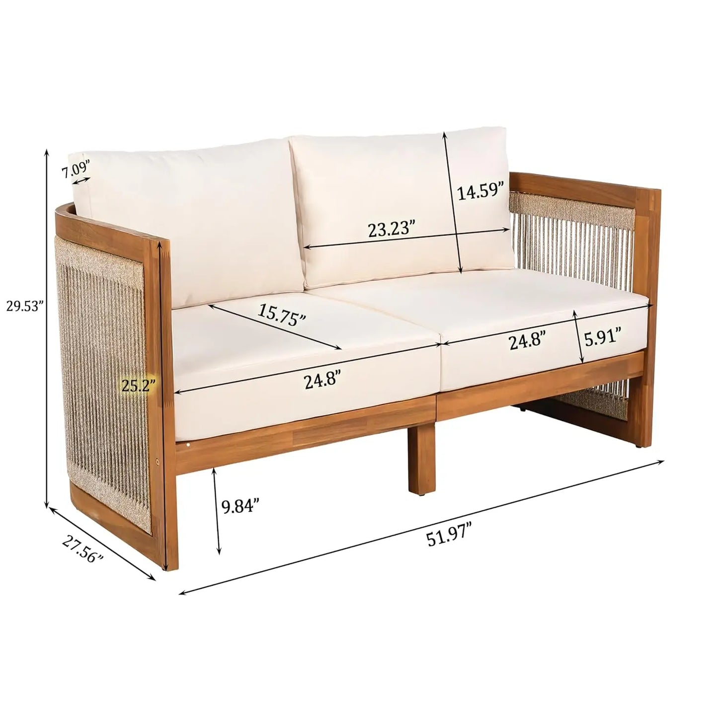 Acacia Wood 4 Piece Patio Conversation Set Outdoor Furniture