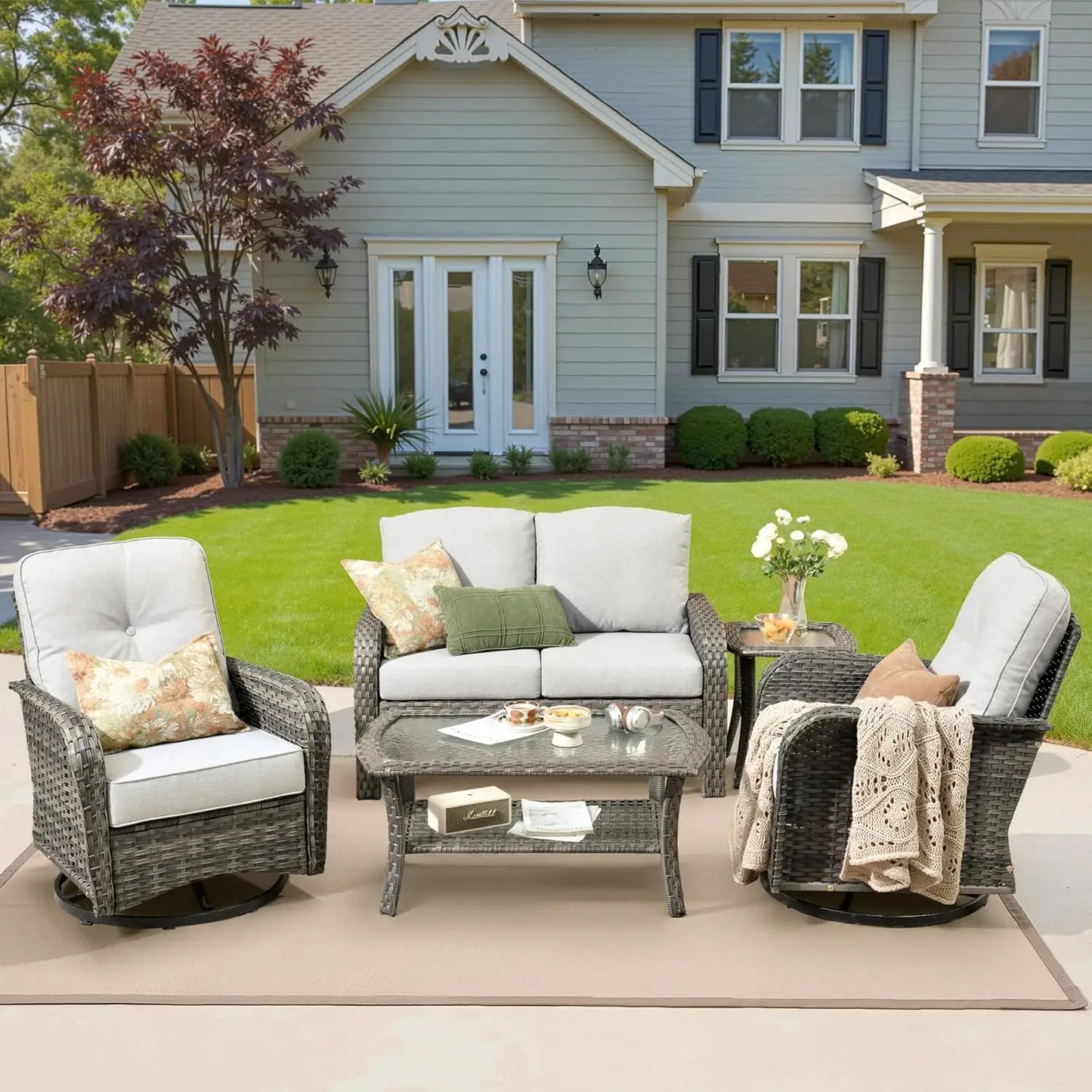 GUOHE All Weather Patio Furniture Set Outdoor Rattan