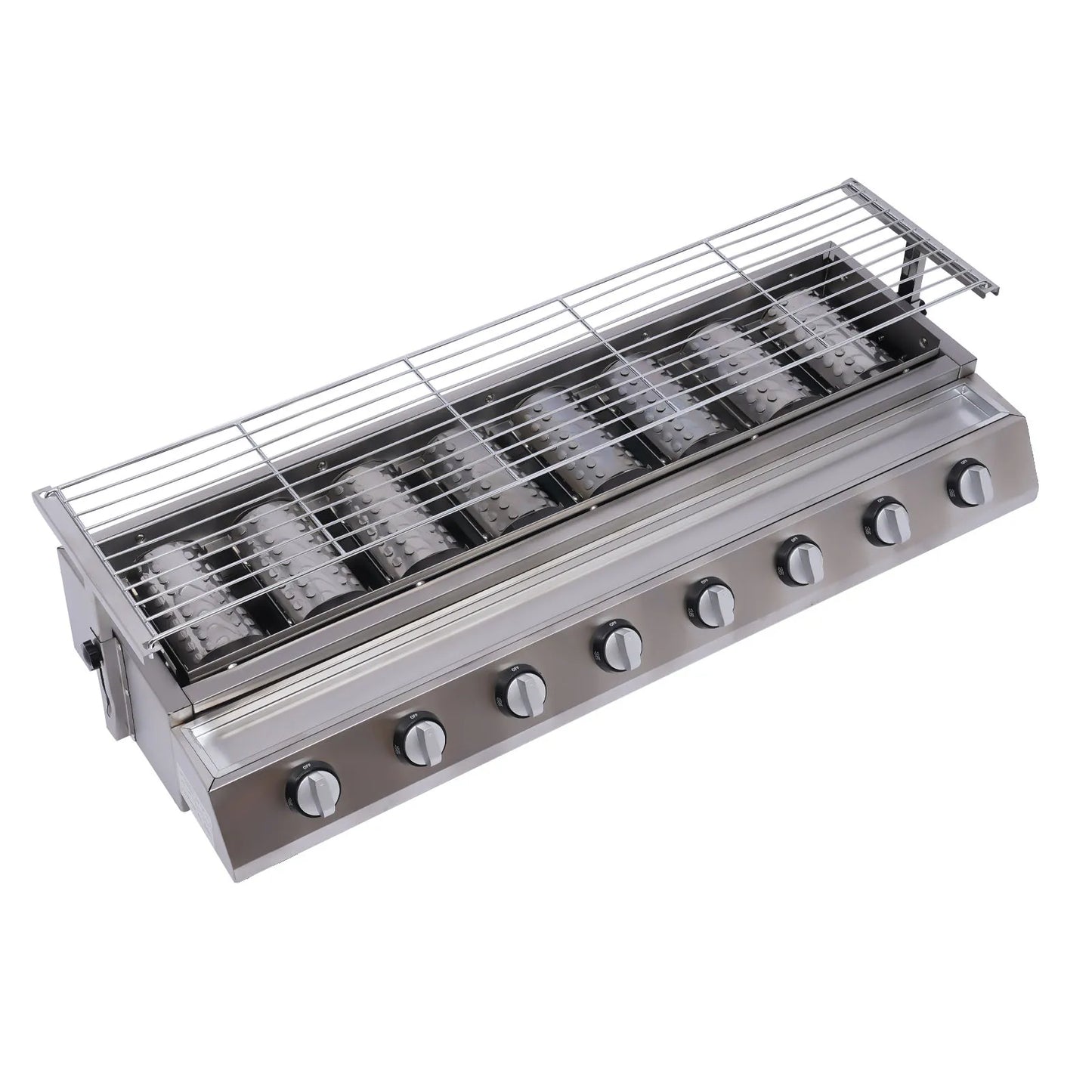 8-Burner Gas BBQ Grill, Stainless Steel, Adjustable Height, Portable and Easy to Clean