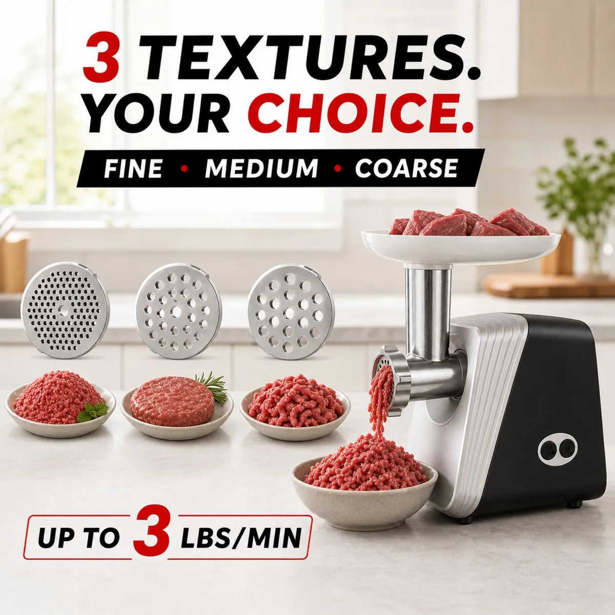 Erabros G100 Electric Meat Grinder With Sausage And Kebbe Attachments