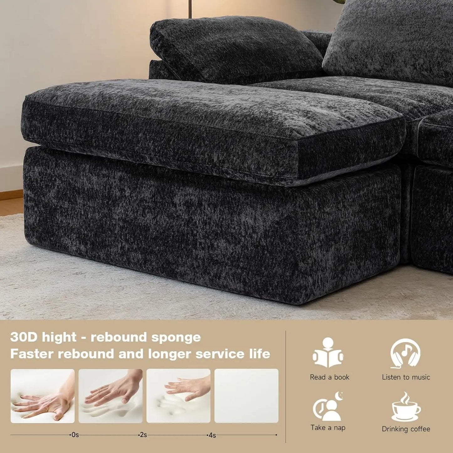 Modular Velvet Cloud Couch Sofa Bed For Living Room