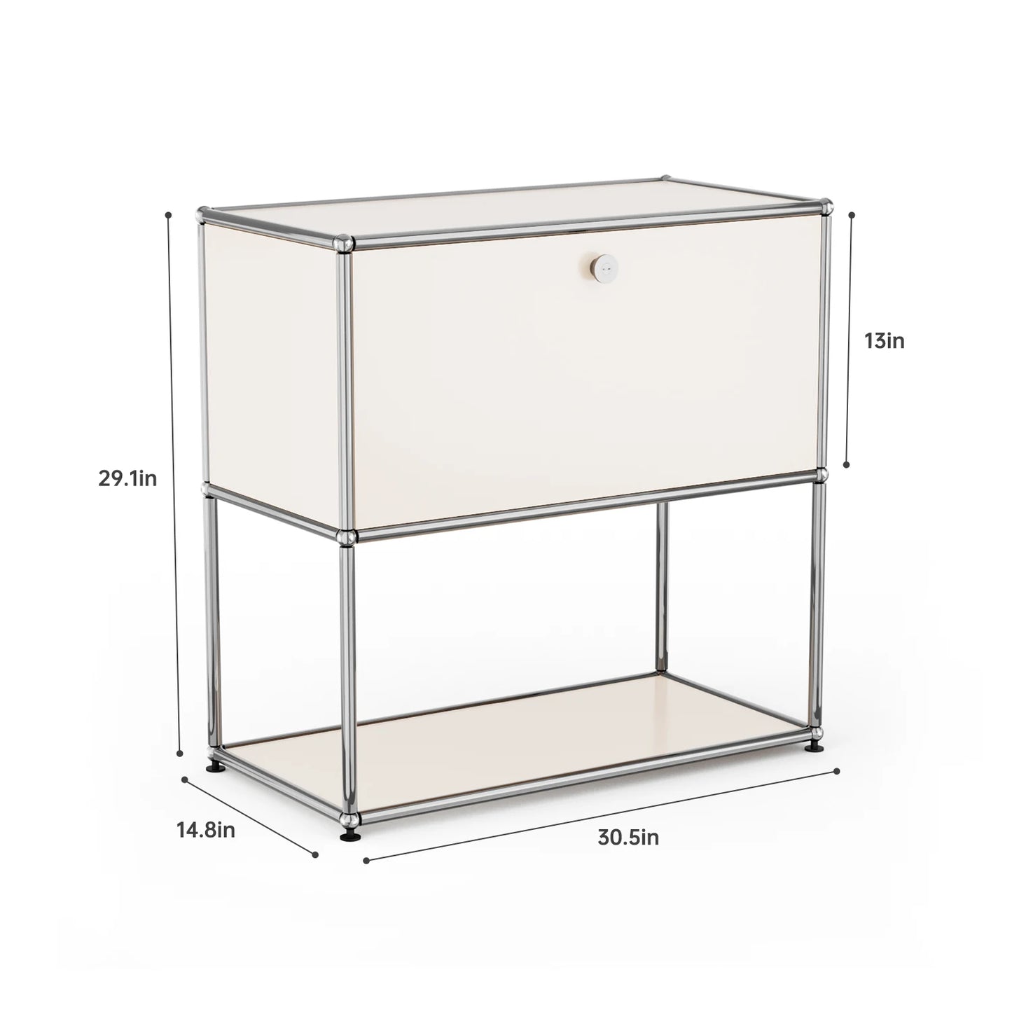 Furgle Modern Modular Nightstand Chrome Metal Frame 2 Tier Storage