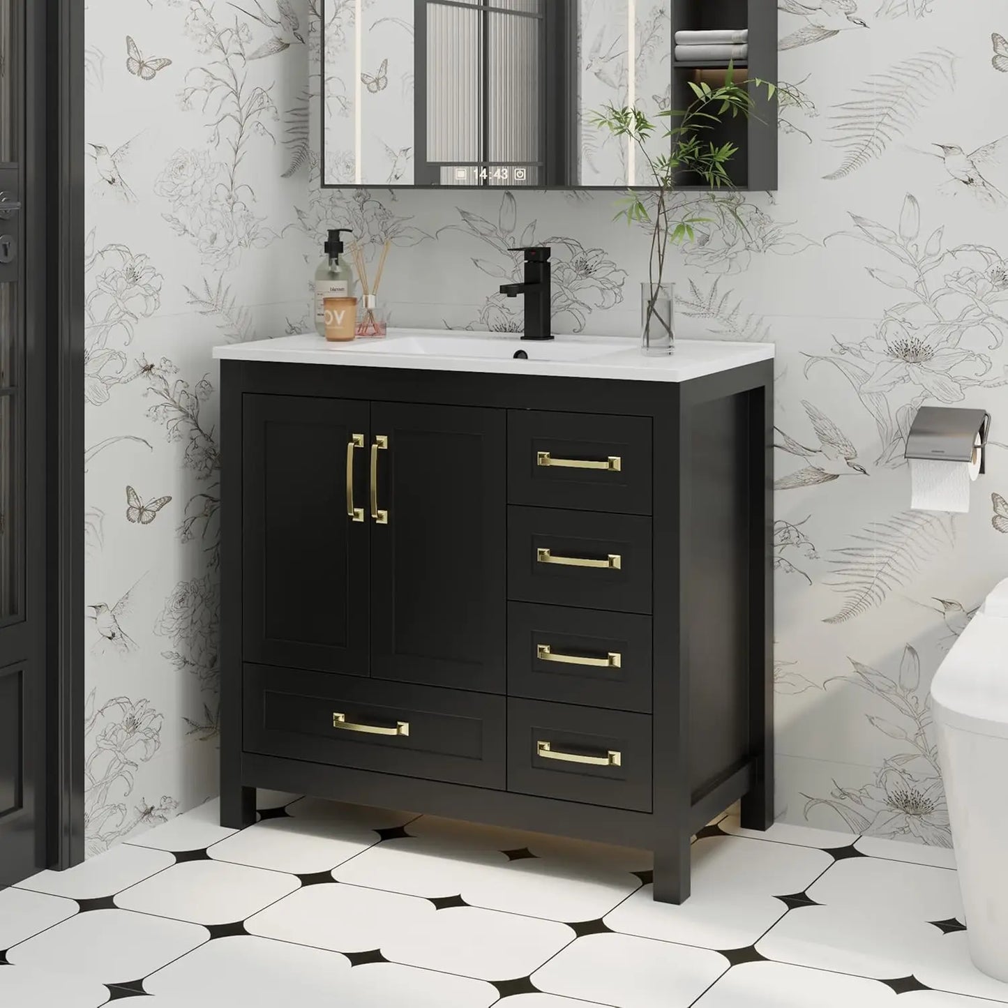 Guangbai Modern Solid Wood Bathroom Vanity With Undermount Sink