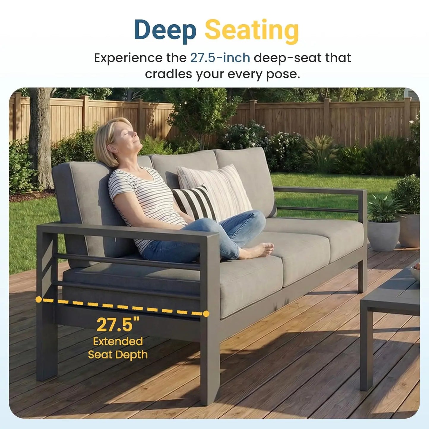 Aluminum Outdoor Patio Furniture Set With Coffee Table Modern Style