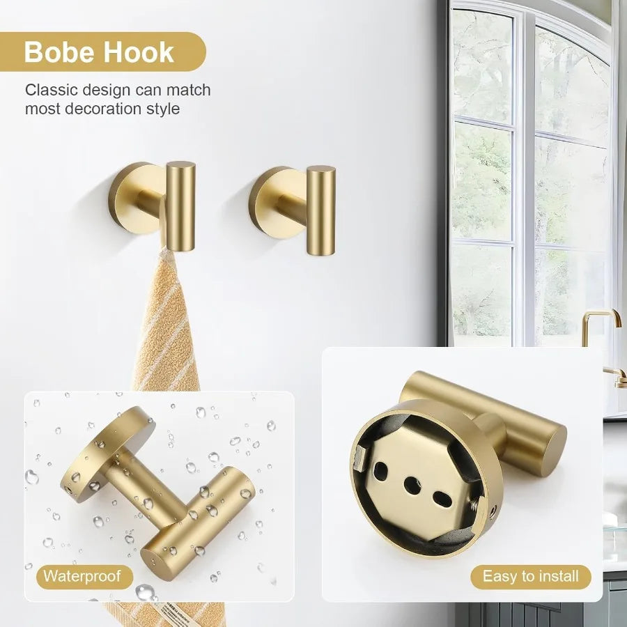 XIUWO 5 Piece Brushed Bathroom Accessories Set Stainless Steel Hardware