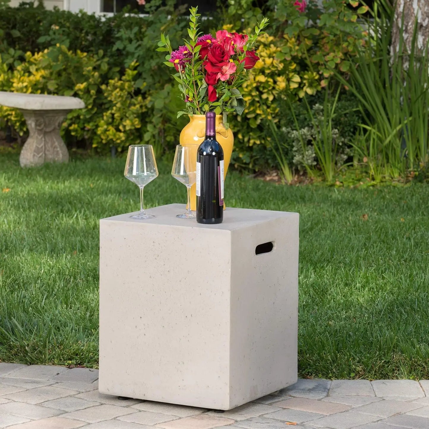 Christopher Knight Home Aidan Outdoor Rectangular Fire Table with Tank Holder, Light Gray