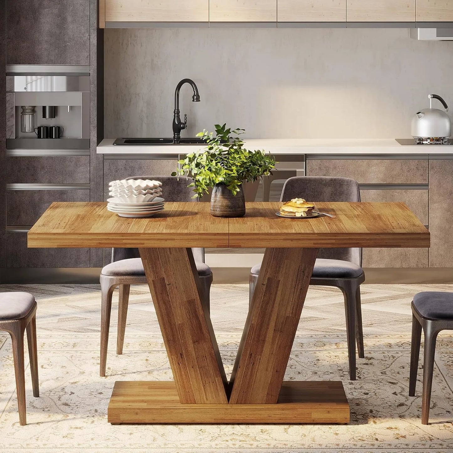 Little Tree Farmhouse Dining Table For Four With Pedestal