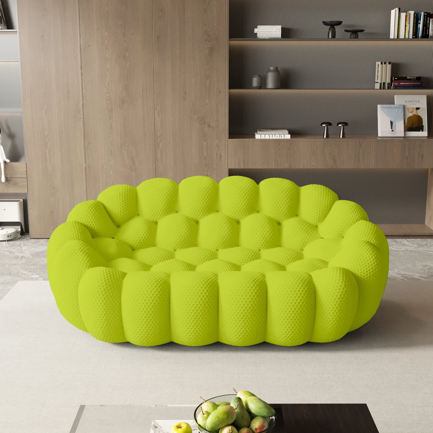 Sdorens Modern Curved Boneless Sofa 3D Knitted Fabric Loveseat Couch