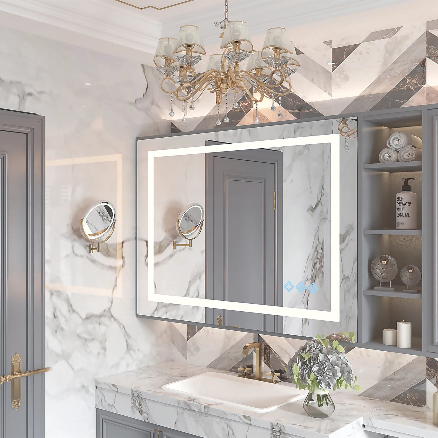 TWISTER.CK Modern LED Vanity Mirror With 3 Color Lighting Dimmable