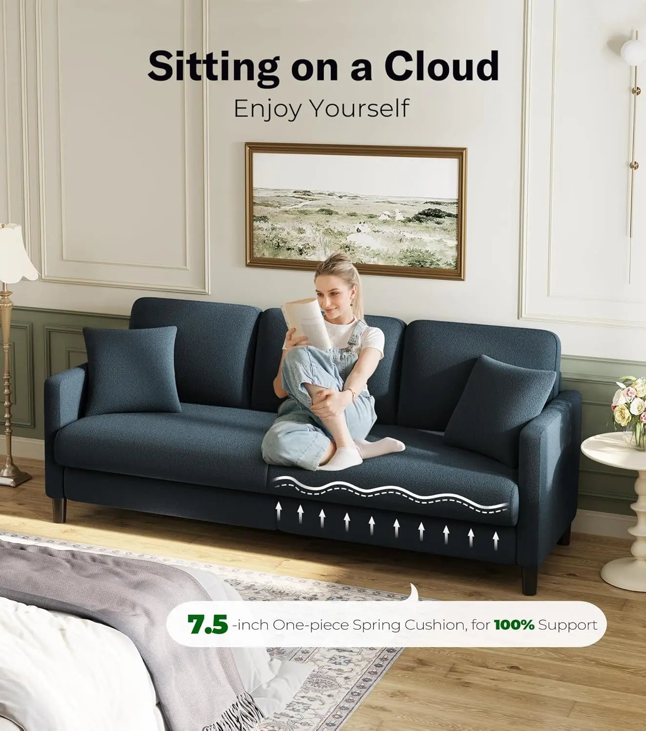 All-Wood Modern L-Shaped Sofa With Easy Tool-Free Assembly